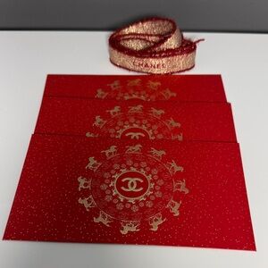 Chanel Chinese New Year set of 3 Envelopes and Ribbon, All New